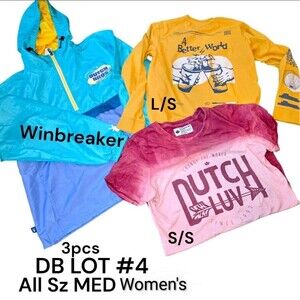DUTCH BROTHERS #4 LOT Sz M Logo Windbreaker & Shirts Dutch Love A Better World